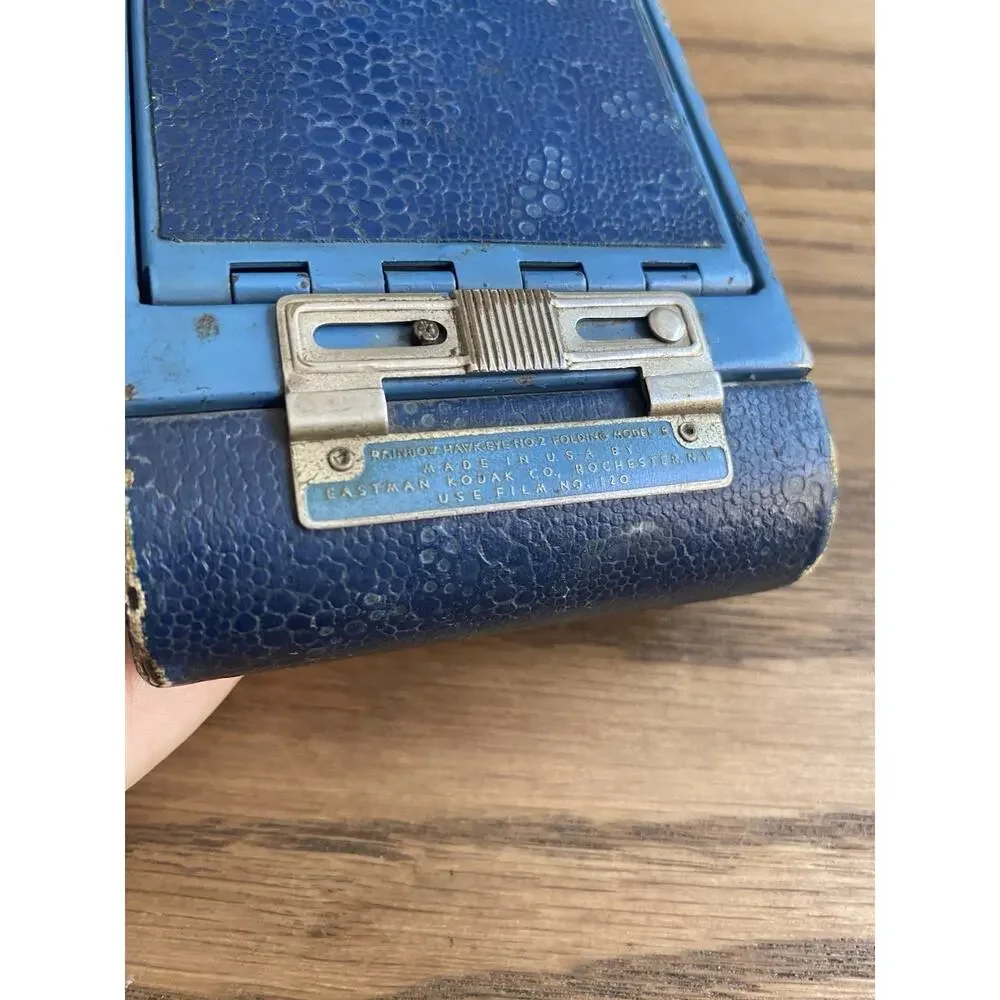 Antique 1920s Kodak Rainbow Hawk-Eye No.2A Folding Model B In Blue
